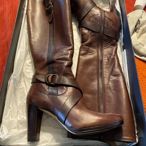 Cole Haan Courtney Tall Leather Boots with Nike Air Sole – Chestnut Brown – Wome - Picture 3 of 15